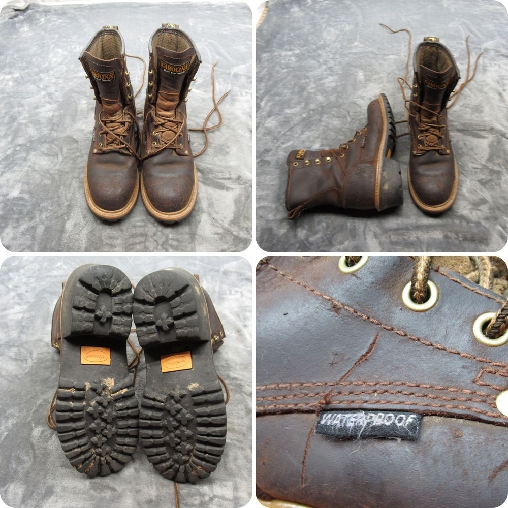 Carolina Work Boots Men 7.5 D Brown Waterproof Leather Hard Toe Lace-Up VTG
